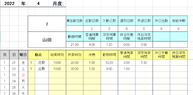 勤怠管理ができるエクセルテンプレートを紹介 活用法や注意点も解説 Liskul