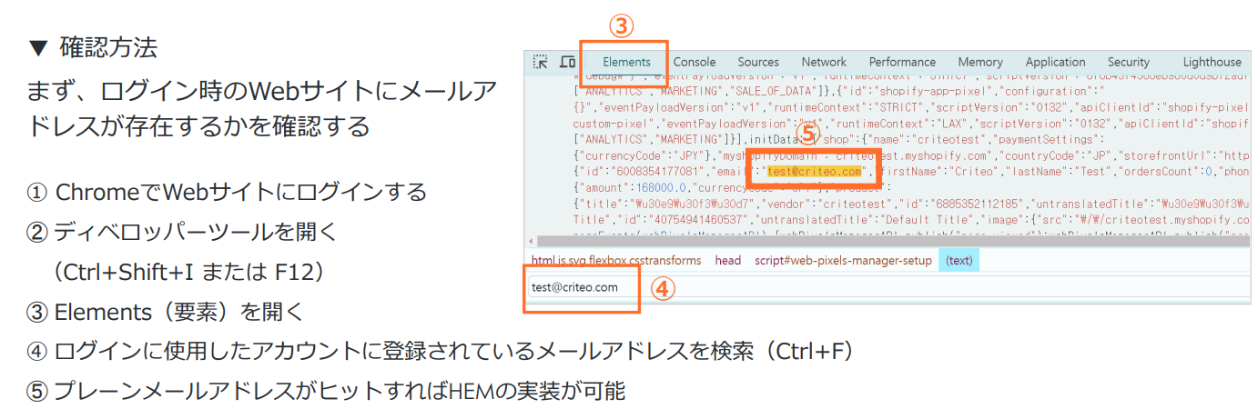 HASHED EMAIL導入：サイトのHTMLからメールアドレスを取得